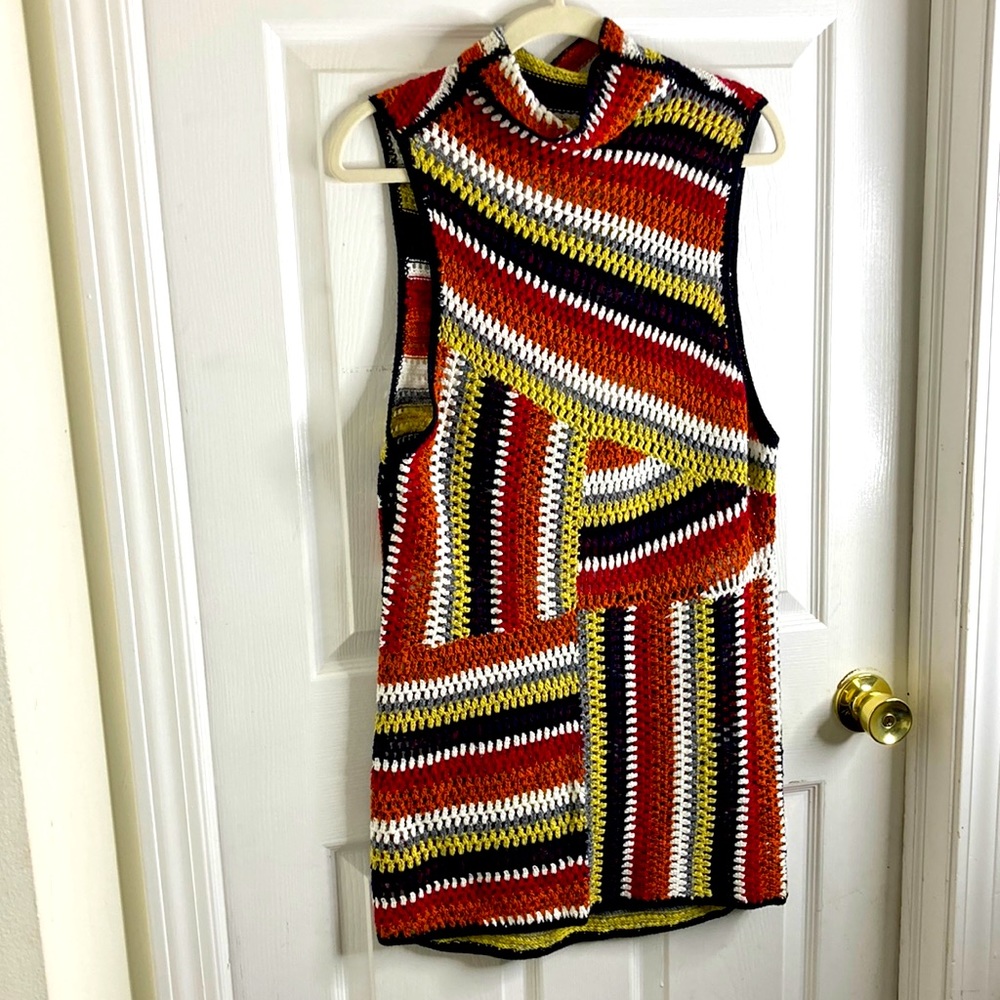 Free People Turtleneck Knit 100% cotton Tunic Size S wide arm hole tiny flaw